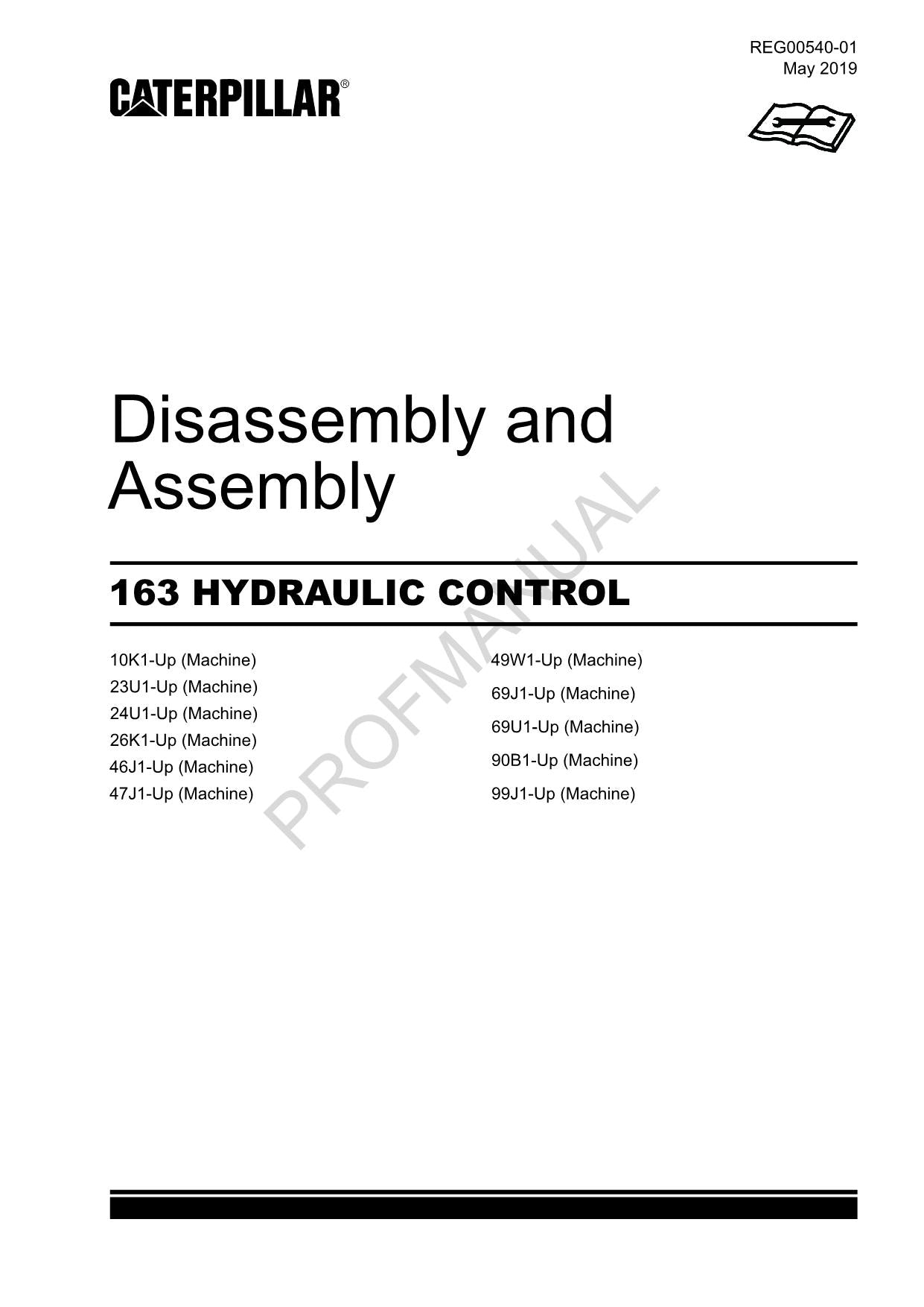Caterpillar CAT 163 HYDRAULIC CONTROL Manual Disassembly Assembly