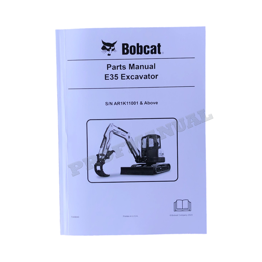 Bobcat E35 Excavator Parts Catalog Manual AR1K11001-