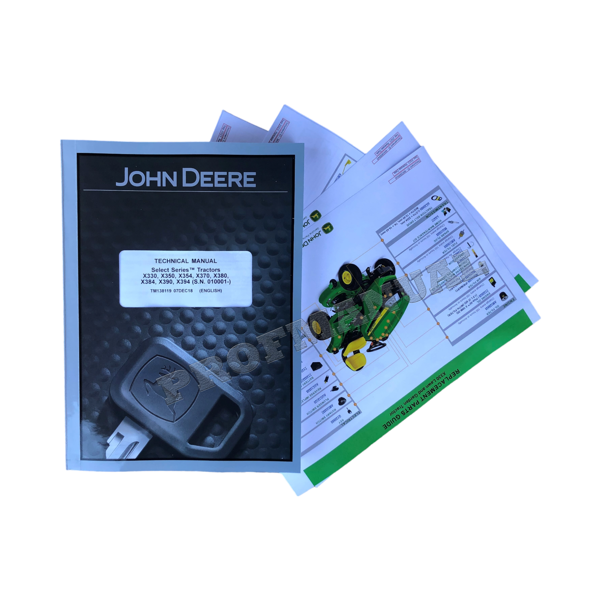 JOHN DEERE X330 X350 X354 X370 X380 X384 X390 TRACTOR SERVICE MANUAL BONUS