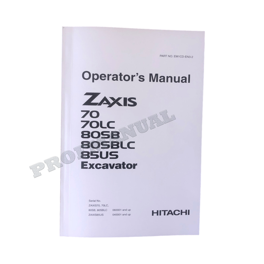 HITACHI ZAXIS ZX 70 70LC EXCAVATOR OPERATORS MANUAL 60001