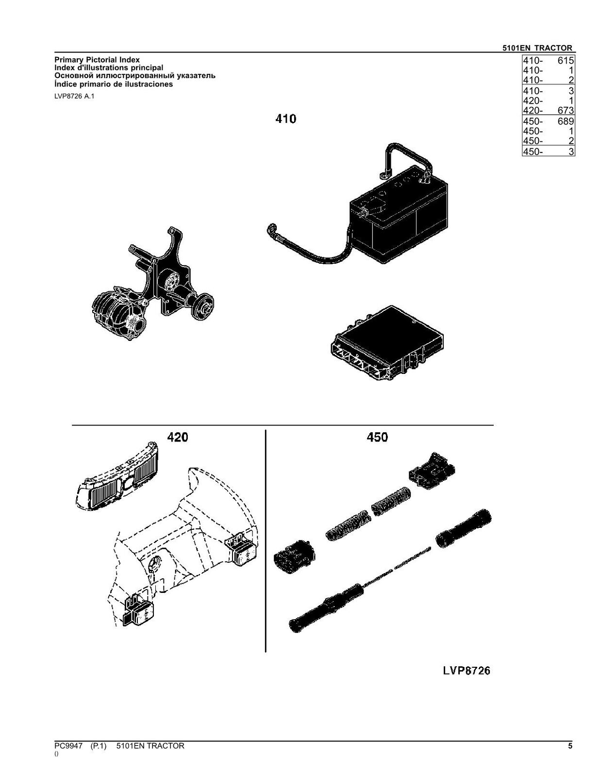 JOHN DEERE 5101EN TRACTOR PARTS CATALOG MANUAL PROFMANUAL
