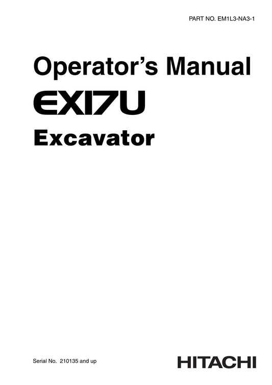 HITACHI EX17U EXCAVATOR OPERATORS MANUAL