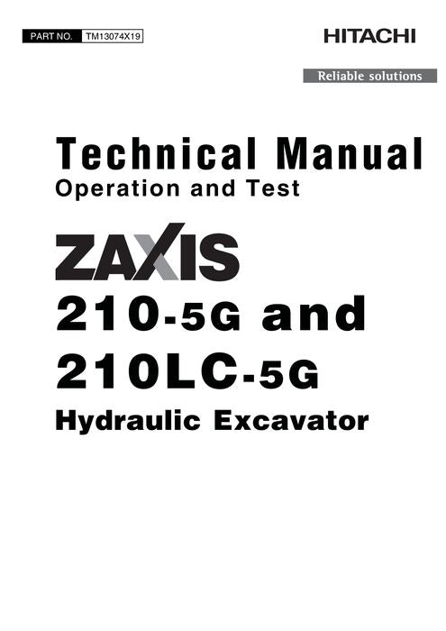 HITACHI ZAXIS210-5G ZAXIS210LC-5G EXCAVATOR OPERATION TEST SERVICE MANUAL
