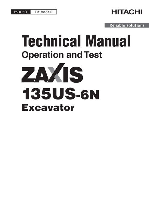 HITACHI ZAXIS135US-6N EXCAVATOR OPERATION TEST SERVICE MANUAL