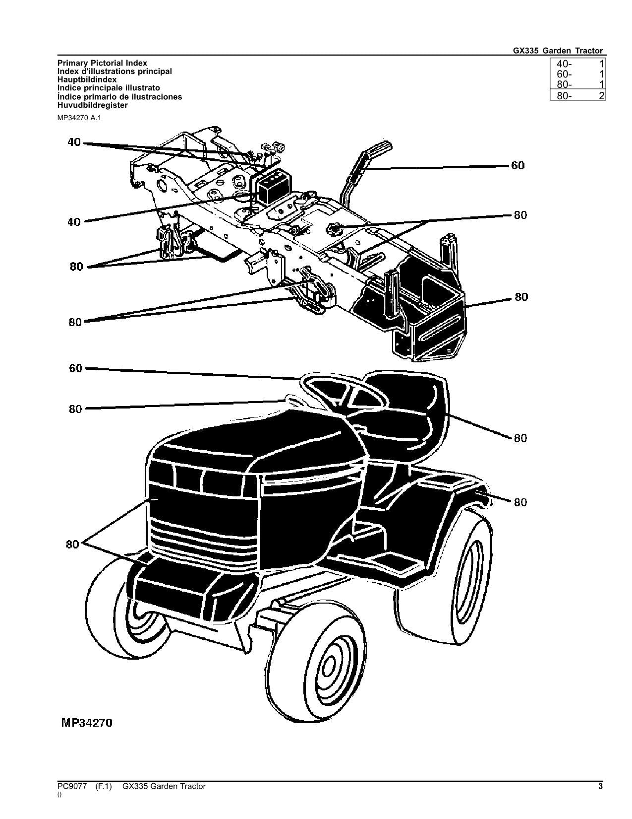 JOHN DEERE GX335 TRACTOR PARTS CATALOG MANUAL PROFMANUAL
