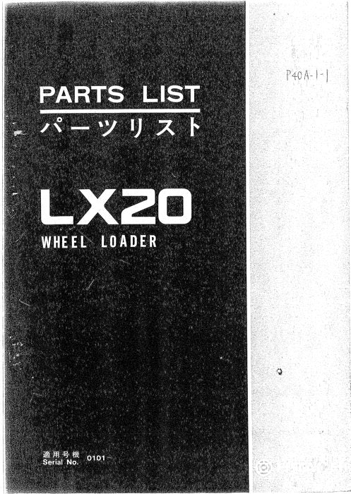 HITACHI LX20 WHEEL LOADER PARTS CATALOG MANUAL SER 0101-