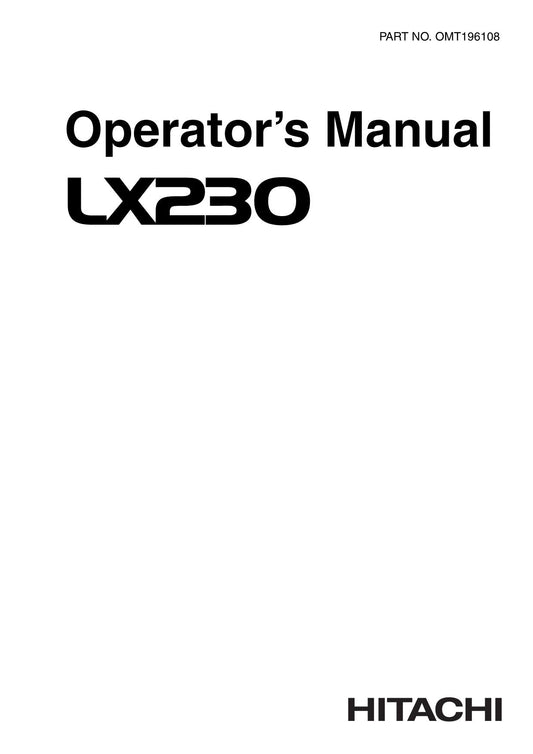 HITACHI LX230 LOADER OPERATORS MANUAL